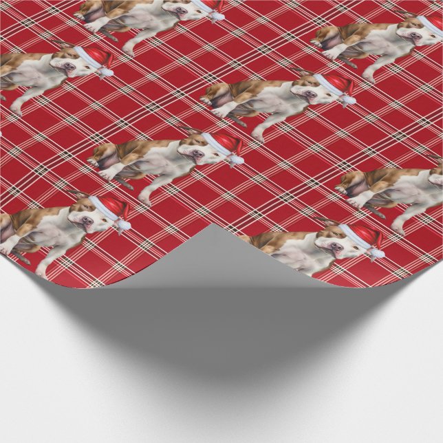 Staffordshire Terrier Dog Holiday Kariert Weihnach Geschenkpapier (Ecke)