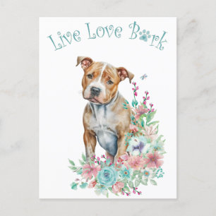 Staffordshire Terrier Hundemutter Blumen Postkarte