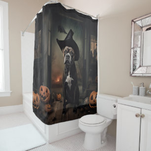Staffordshire Terrier Kürbisse Halloween Gruselig Duschvorhang