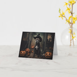 Staffordshire Terrier Kürbisse Halloween Gruselig  Karte