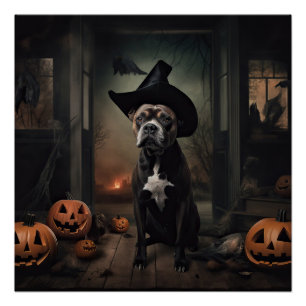 Staffordshire Terrier Kürbisse Halloween Gruselig  Poster
