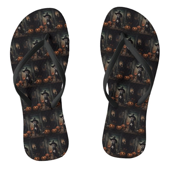 Staffordshire Terrier Pumpkins Halloween Beängstig Flip Flops (Fußbett)