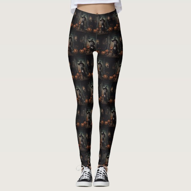 Staffordshire Terrier Pumpkins Halloween Beängstig Leggings (Vorderseite)
