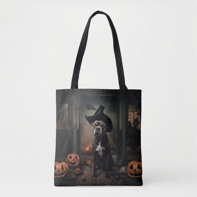 Staffordshire Terrier Pumpkins Halloween Beängstig Tasche (Vorderseite)