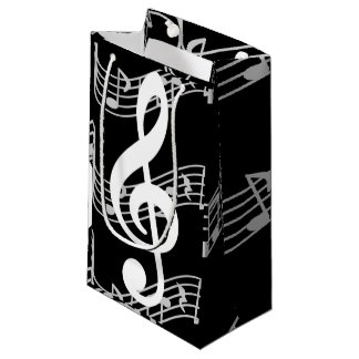 Staffs and Treble Clef on Black Kleine Geschenktüte