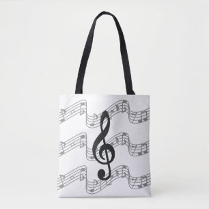 Staffs and Treble Clef on Black Tasche