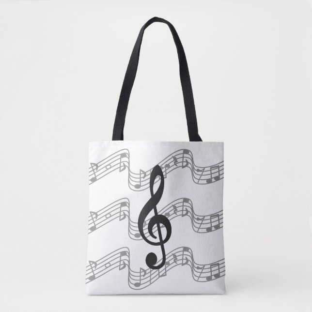 Staffs and Treble Clef on Black Tasche (Vorderseite)