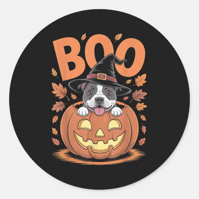 Staffy Costume Pumpkin Halloween Staffordshire Bul Runder Aufkleber (Vorderseite)