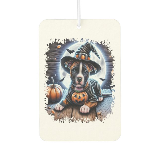 Staffy Dog Halloween Square Autolufterfrischer (Vorderseite)