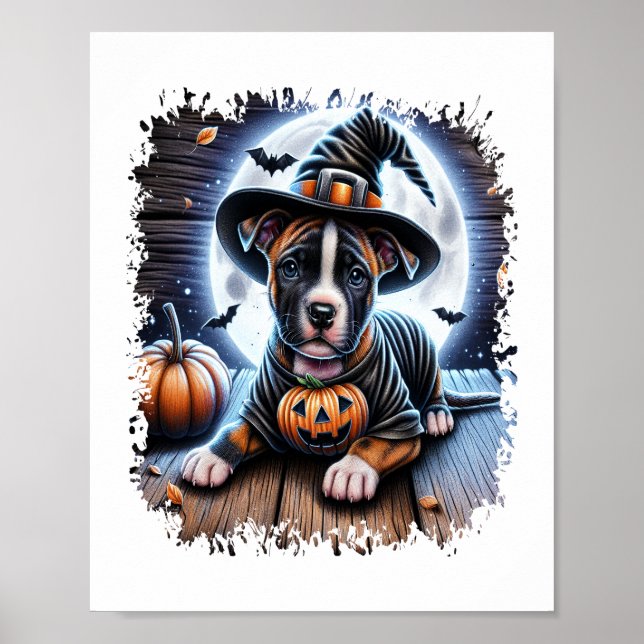 Staffy Dog Halloween Square Poster (Vorne)