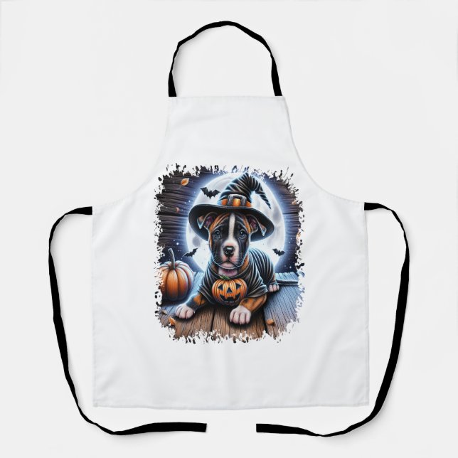 Staffy Dog Halloween Square Schürze (Vorderseite)