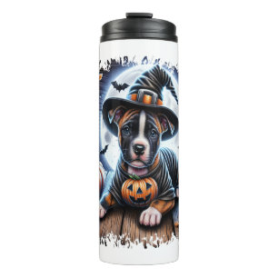 Staffy Dog Halloween Square Thermosbecher