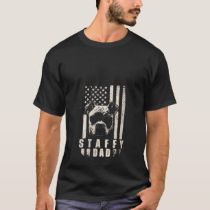 Staffy Dog Vater American Flag Geschenke für den b T-Shirt