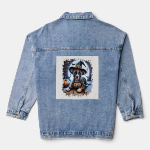 Staffy-Hund-Halloween-Quadrat Jeansjacke