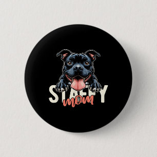 Staffy Mama Staffordshire Bull Terrier Dog Tattoo Button