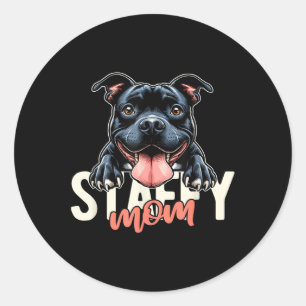 Staffy Mama Staffordshire Bull Terrier Dog Tattoo  Runder Aufkleber
