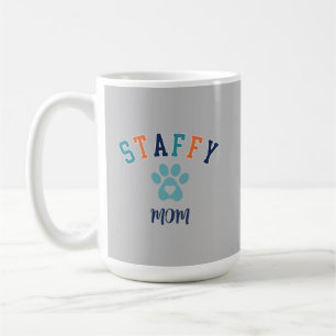 Staffy Mom Pfotenabdruck Herz Benutzerdefinierter Kaffeetasse