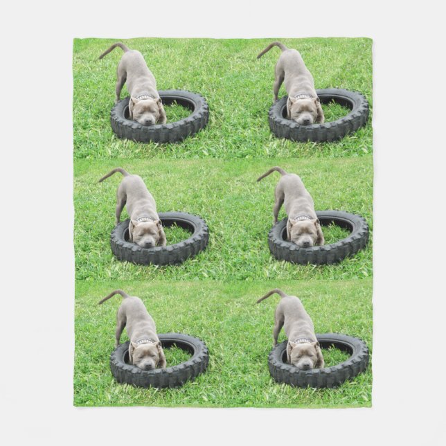 Staffy Playtime Medium Fleece Blanket. (Vorderseite)