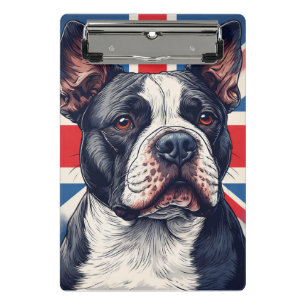 Staffy & Union Jack Flag Mini Klemmbrett