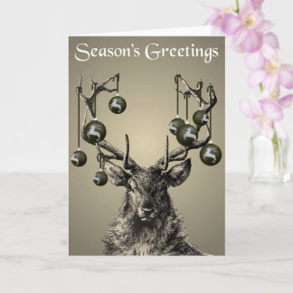 Stag, Antler, Rentier, Baubles, Weihnachten Karte