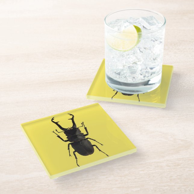 Stag Beetle Glasuntersetzer (Schrägansicht)