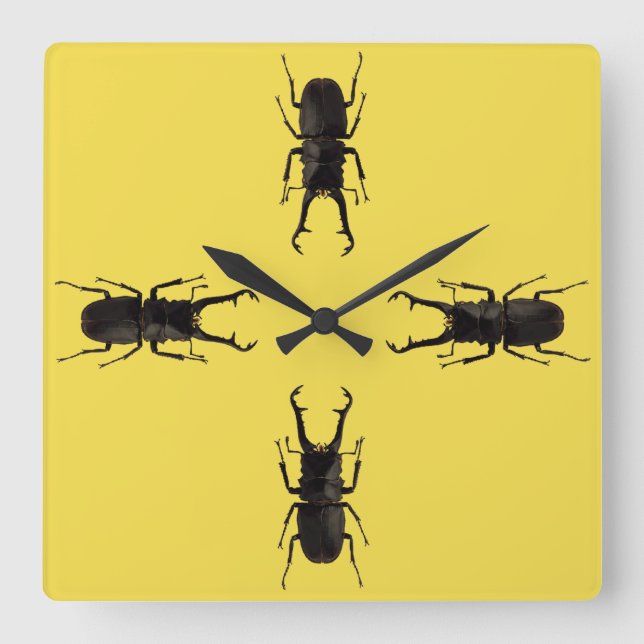 Stag Beetle Quadratische Wanduhr (Vorderseite)