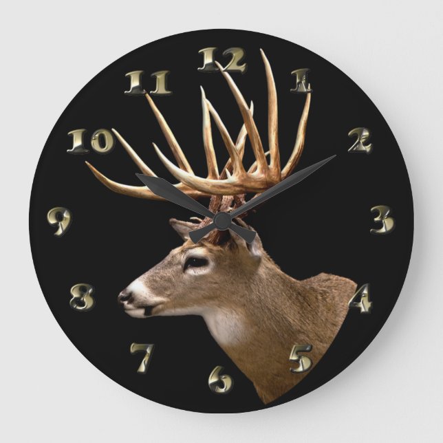 Stag Buck Deer Große Wanduhr (Vorderseite)