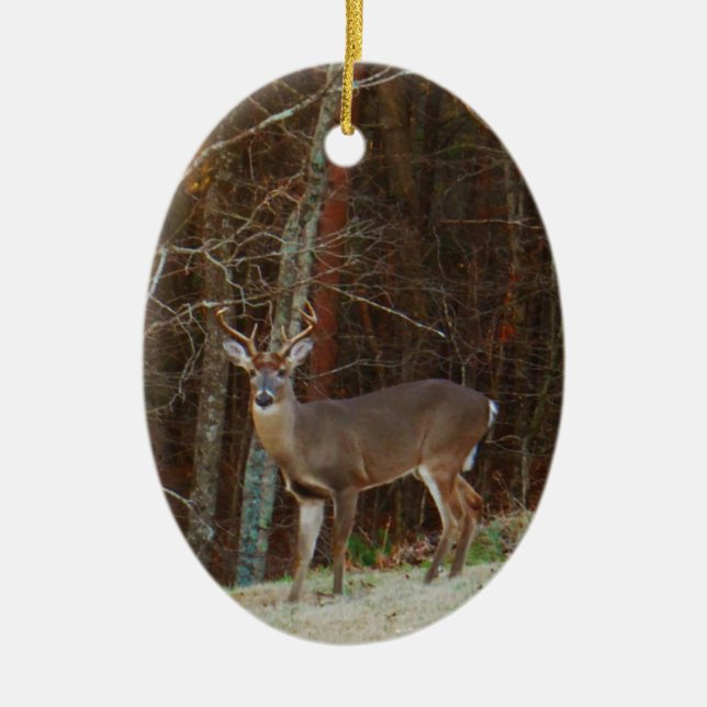 Stag / Buck Deer Oak Camouflage Keramikornament (Vorne)
