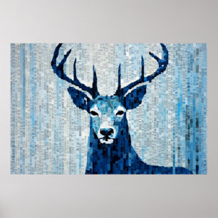 Stag Deer Animal Art Deco Paint Mosaic Poster