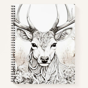 Stag Deer Friedlich Nature Prairie Sketch Zeichnen Notizbuch