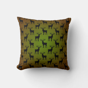 Stag Deer Pattern auf grünbrauner Seite Kissen