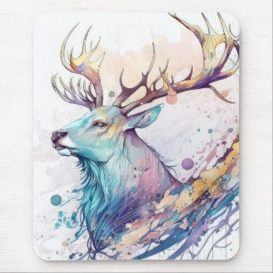 Stag Deer Portrait Tiermalerei Wildlife Forest Mousepad