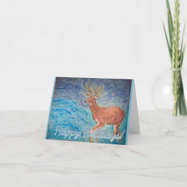 Stag im Sturm Weihnachten Karte (Vorderseite)