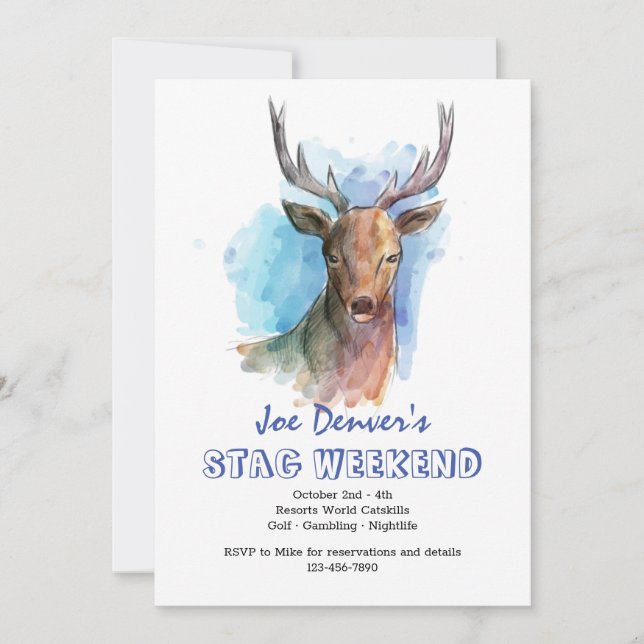 Stag in Wasserfarbe Einladung (Vorderseite)