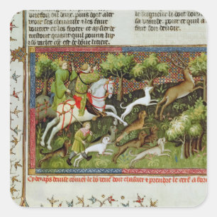 Stag Junting, ab Livre de la Chasse Quadratischer Aufkleber