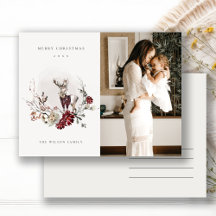 Stag Marsala Foliage Wreath Foto Frohe Weihnachten