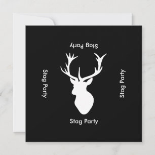 Stag Night - Bachelor oder Stag Party Schwarz-weiß Einladung