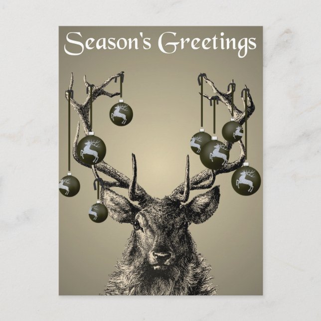 Stag Print, Hirschdruck, Vintag, skandinavisch Postkarte (Vorderseite)