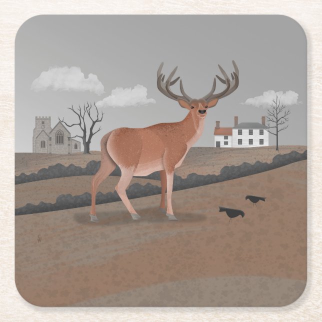 Stag Rechteckiger Pappuntersetzer (Vorderseite)