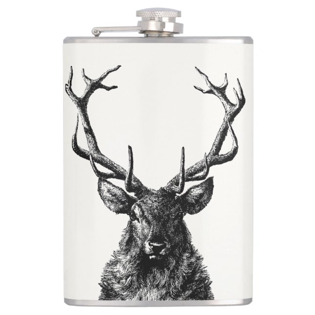 Stag Reindeer Rustic Flachmann (Vorderseite)