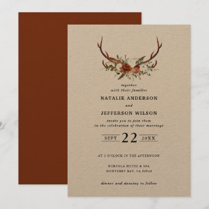 Stag Rost Terracotta floral elegant modern Einladung