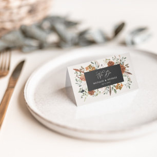 Stag rustikale botanische Hochzeit Terrakotta flor Platzkarte