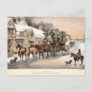 Stagecoach bei Sonnenaufgang außerhalb des Hauses Postkarte