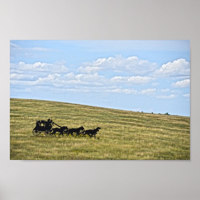 Stagecoach Silhouette Sculpture, South Dakota Poster (Vorne)