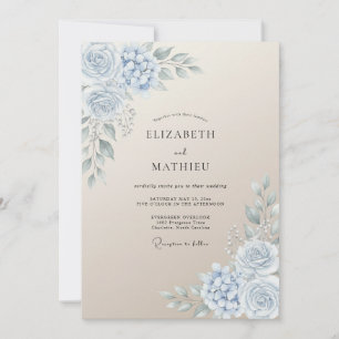 Stahl Champagner Ranunculus Eukalyptus Hochzeit Einladung