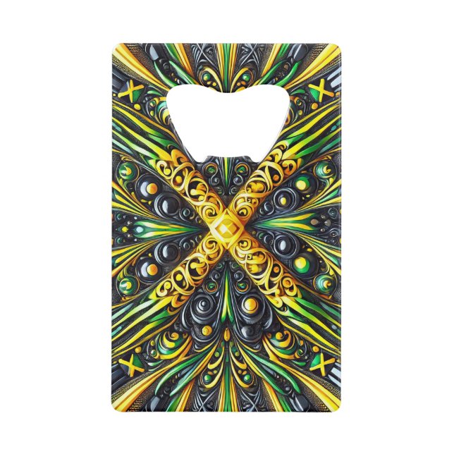 Stahl Flaschenöffner mit jamaikanischen Farben (Vorderseite)