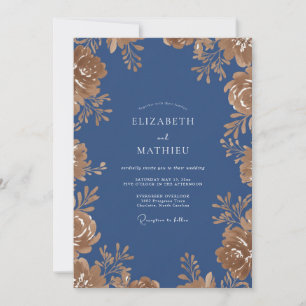 Stahl-Gold-Laub-Eukalyptus-Hochzeit Einladung