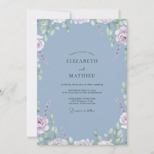 Stahl-Mauve-Pfingstrosen-Hochzeit Einladung