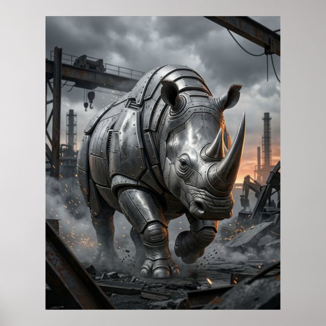 Stahl-Rhino-Ansturm Poster (Vorne)