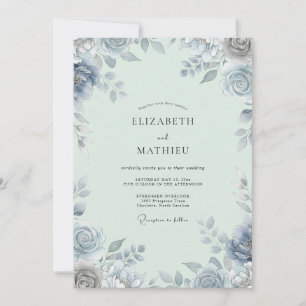 Stahl-Silber-Blatt-Hochzeit Einladung